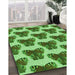 Machine Washable Transitional Green Rug in a Family Room, wshpat655grn