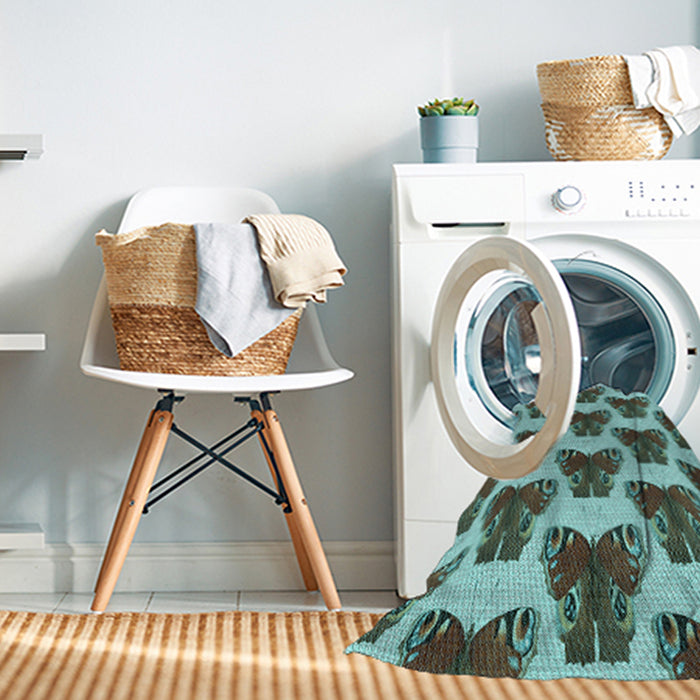 Machine Washable Transitional Dark Olive Green Rug in a Washing Machine, wshpat655lblu