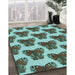 Machine Washable Transitional Dark Olive Green Rug in a Family Room, wshpat655lblu