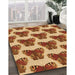 Patterned Yellow Orange Rug in Family Room, pat655org