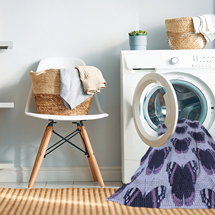 Machine Washable Transitional Blue Rug in a Washing Machine, wshpat656blu