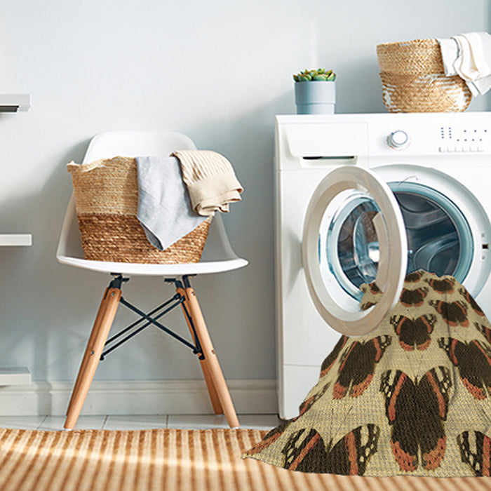 Machine Washable Transitional Yellow Orange Rug in a Washing Machine, wshpat656brn