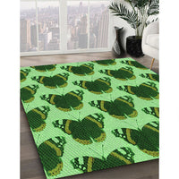 Patterned Deep Emerald Green Rug, pat656grn