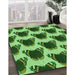 Patterned Deep Emerald Green Rug in Family Room, pat656grn