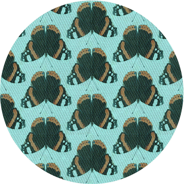 Square Patterned Dark Slate Grey Green Rug, pat656lblu