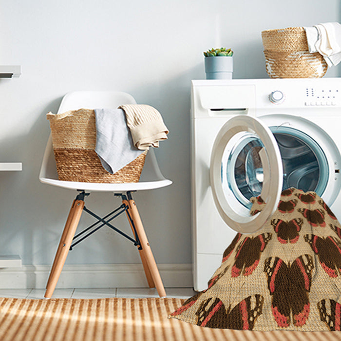 Machine Washable Transitional Yellow Orange Rug in a Washing Machine, wshpat656org