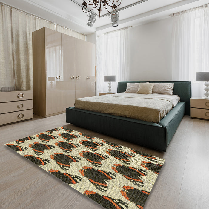 Machine Washable Transitional Brown Rug in a Bedroom, wshpat656
