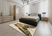 Patterned Khaki Gold Rug in a Bedroom, pat657brn