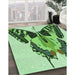 Patterned Light Green Rug in Family Room, pat657grn