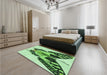 Patterned Light Green Rug in a Bedroom, pat657grn