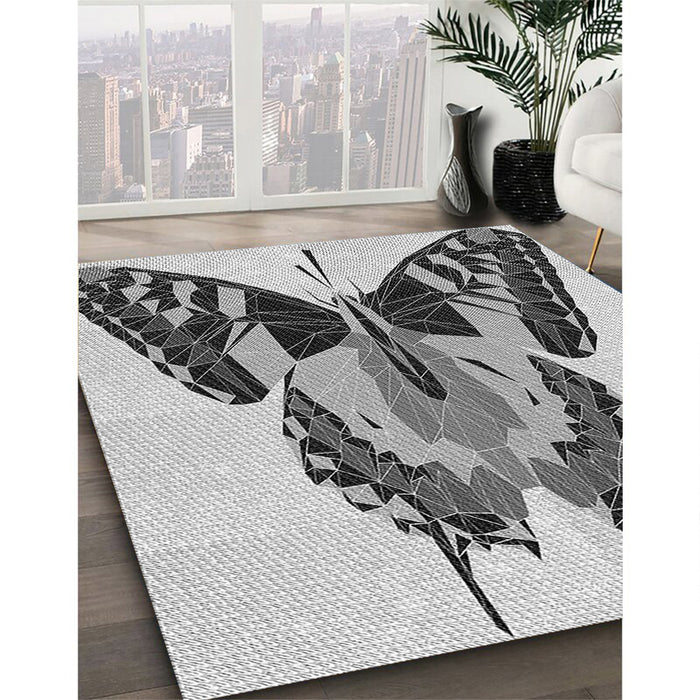 Machine Washable Transitional Carbon Gray Rug in a Family Room, wshpat657gry