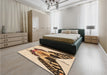 Patterned Khaki Gold Rug in a Bedroom, pat657org