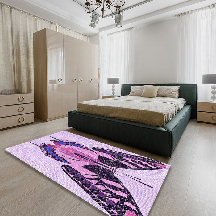 Patterned Blossom Pink Rug in a Bedroom, pat657pur
