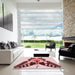 Square Patterned Brown Red Rug in a Living Room, pat657rd