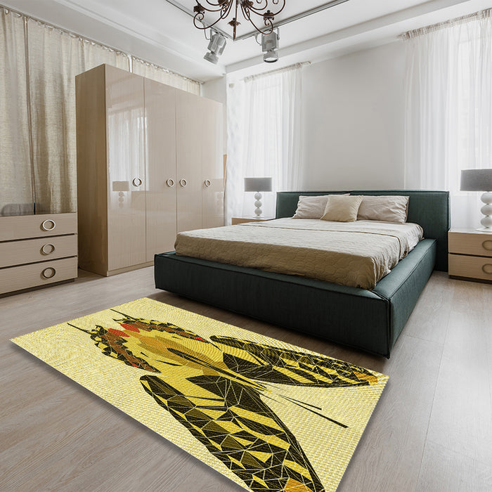 Patterned Oak Brown Rug in a Bedroom, pat657yw