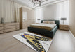 Machine Washable Transitional Gray Rug in a Bedroom, wshpat657