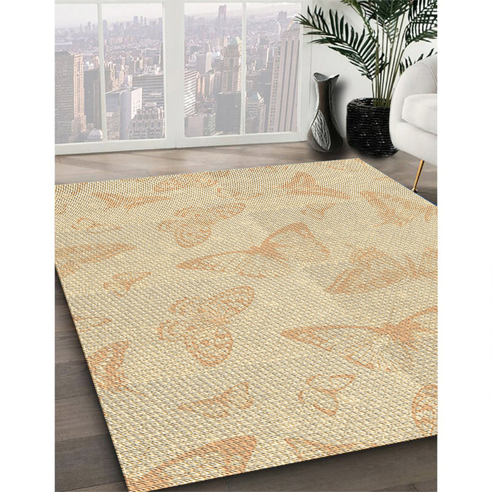 Machine Washable Transitional Khaki Gold Rug in a Family Room, wshpat658brn