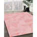 Patterned Pastel Red Pink Rug in Family Room, pat658rd