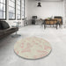 Round Patterned Blanched Almond Beige Novelty Rug in a Office, pat658