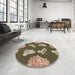 Round Patterned Brown Rug in a Office, pat659brn