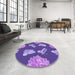 Round Patterned Amethyst Purple Rug in a Office, pat659pur