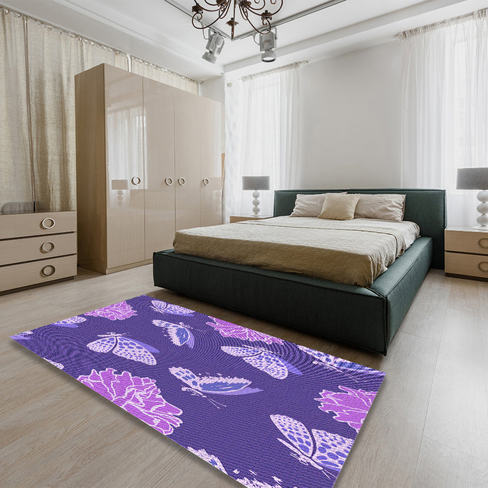 Patterned Amethyst Purple Rug in a Bedroom, pat659pur