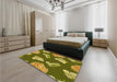 Patterned Dark Bronze Brown Rug in a Bedroom, pat659yw