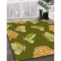 Patterned Dark Bronze Brown Rug, pat659yw