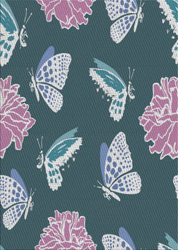 Patterned Dark Blue Grey Blue Novelty Rug, pat659