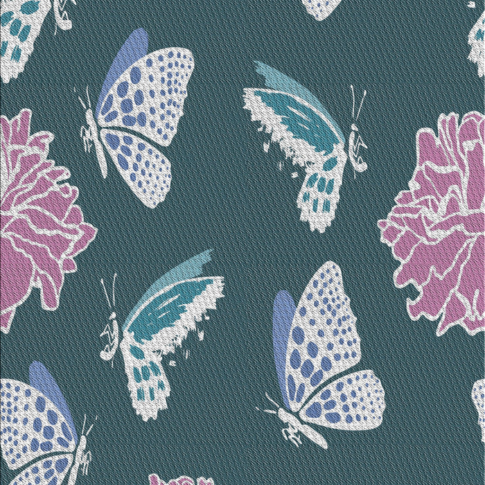 Patterned Dark Blue Grey Blue Novelty Rug, pat659