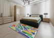 Machine Washable Transitional Green Rug in a Bedroom, wshpat65