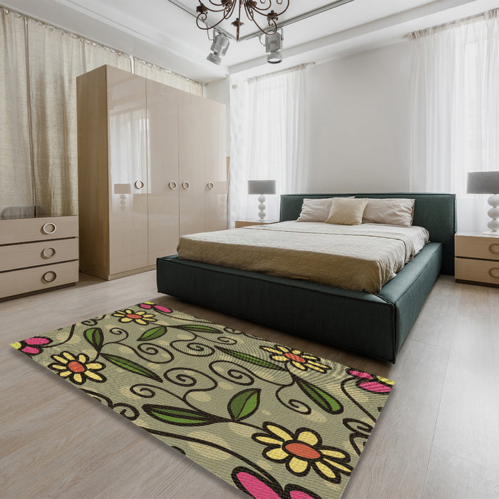 Patterned Milk Chocolate Brown Rug in Family Room, pat66brn