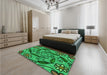 Patterned Deep Emerald Green Rug in Family Room, pat66grn