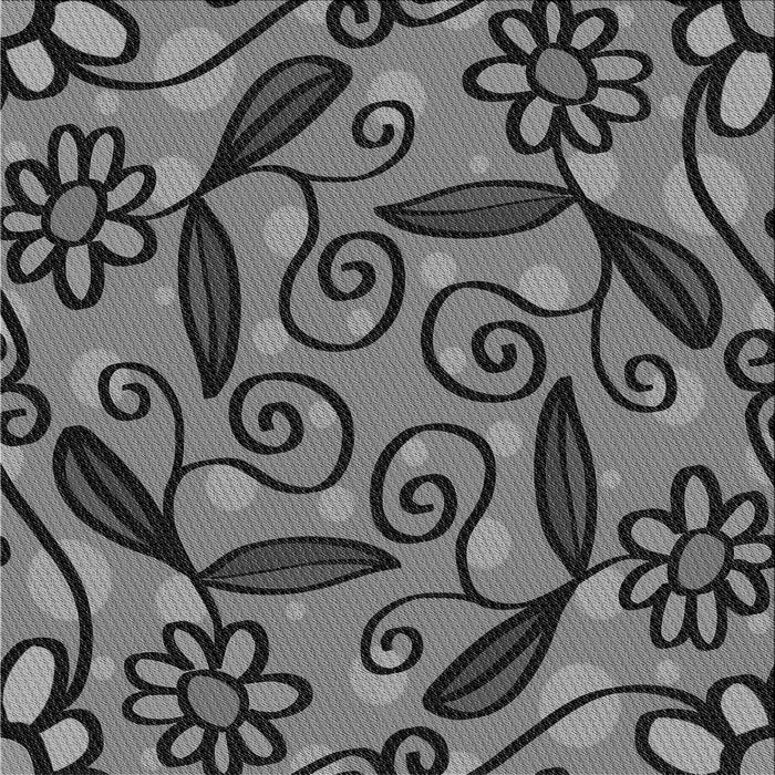 Round Patterned Dark Gray Black Rug, pat66gry