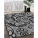 Patterned Dark Gray Black Rug in Family Room, pat66gry