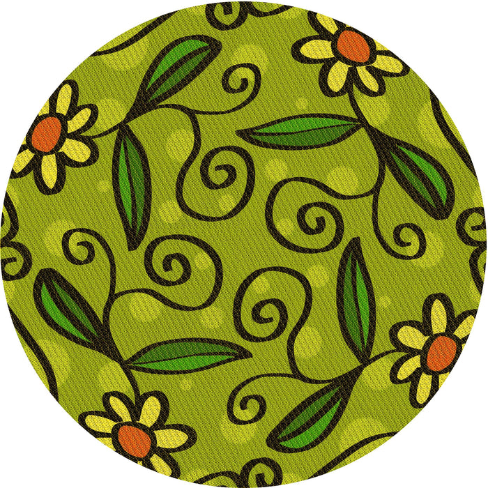 Square Patterned Pistachio Green Rug, pat66yw