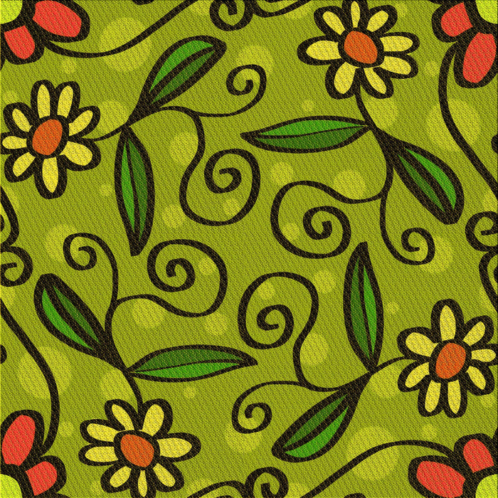 Round Patterned Pistachio Green Rug, pat66yw