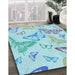 Machine Washable Transitional Electric Blue Rug in a Family Room, wshpat660lblu