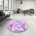 Round Patterned Purple Rug in a Office, pat660pur