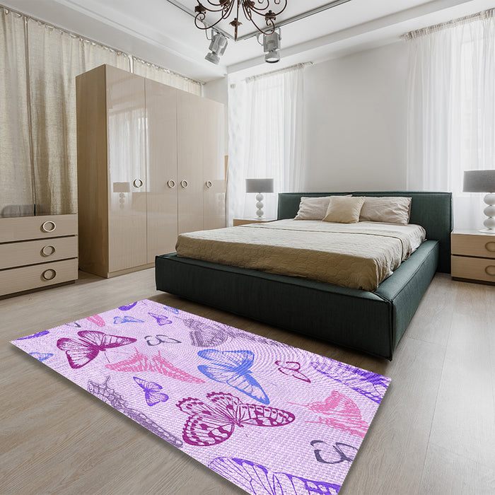 Patterned Purple Rug in a Bedroom, pat660pur