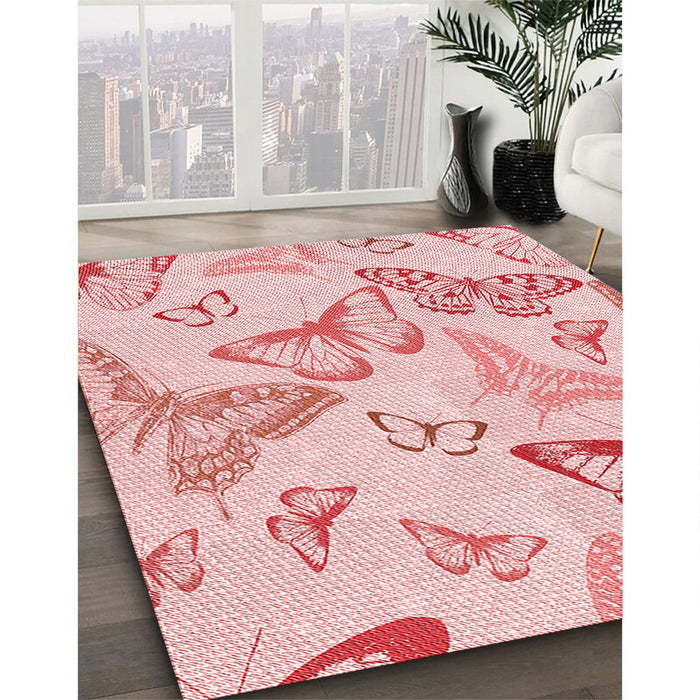 Machine Washable Transitional Light Rose Pink Rug in a Family Room, wshpat660rd