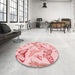 Round Patterned Light Rose Pink Rug in a Office, pat660rd