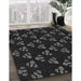 Patterned Black Rug in Family Room, pat661gry