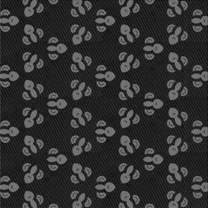 Round Patterned Black Rug, pat661gry