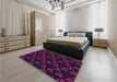 Round Machine Washable Transitional Dark Magenta Purple Rug in a Office, wshpat661pur