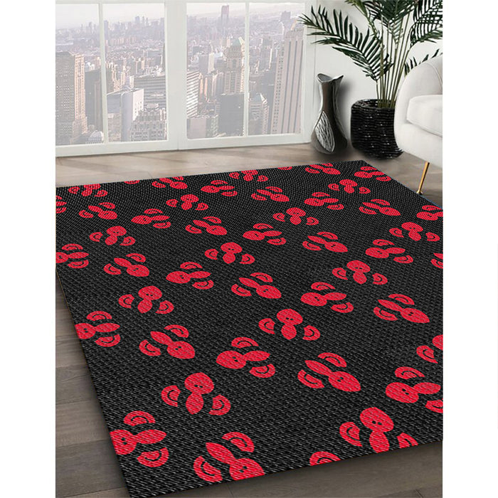Patterned Red Novelty Rug in Family Room, pat661