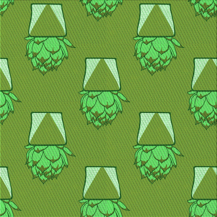 Round Patterned Dark Lime Green Rug, pat662grn