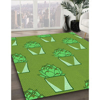 Patterned Dark Lime Green Rug, pat662grn