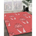 Patterned Red Rug in Family Room, pat662rd