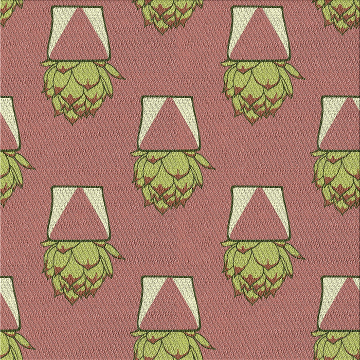 Square Patterned Chestnut Red Novelty Rug, pat662